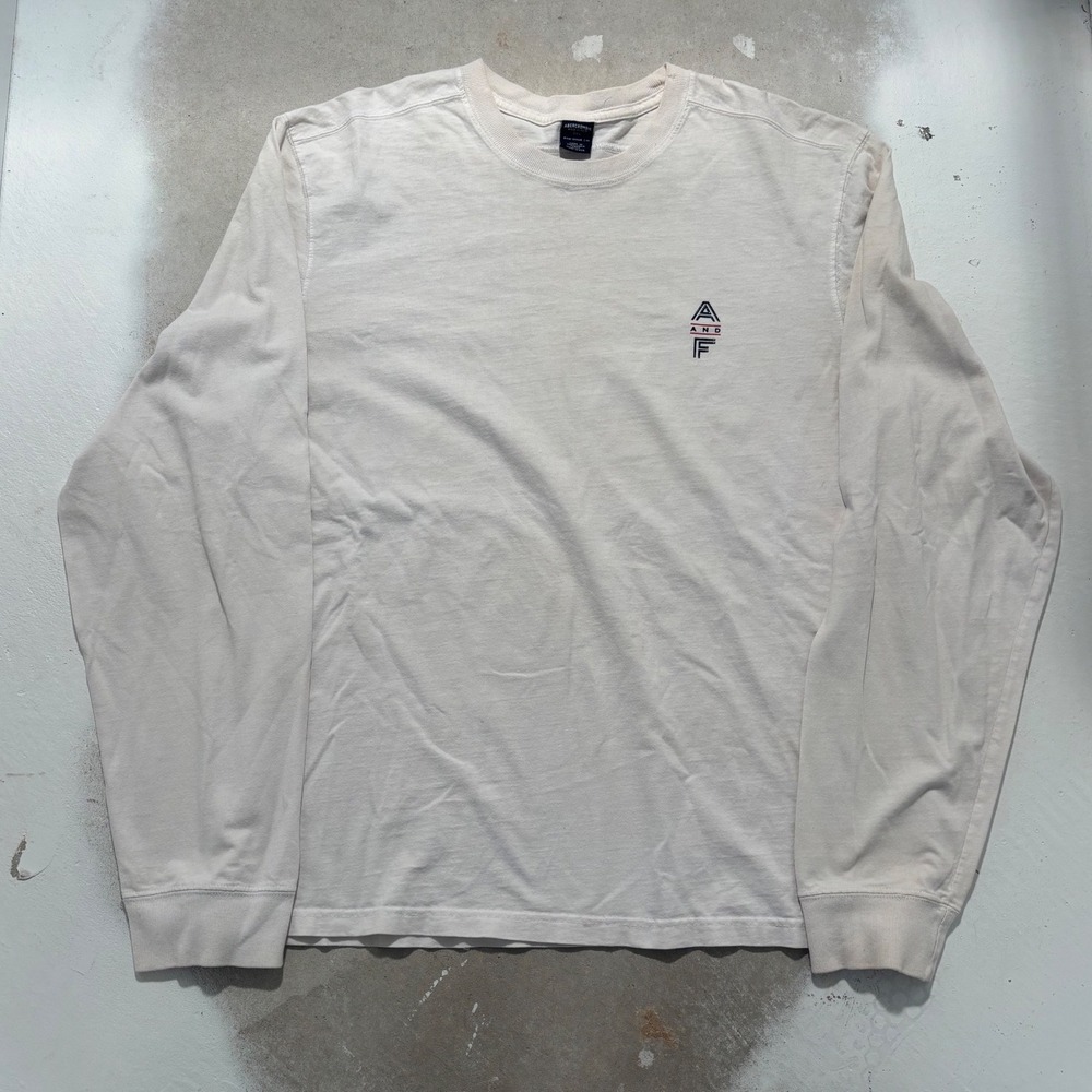 Abercrombie & Fitch Mens XL Long Sleeve Gym Issue Graphic Tee Cream 29 Logo